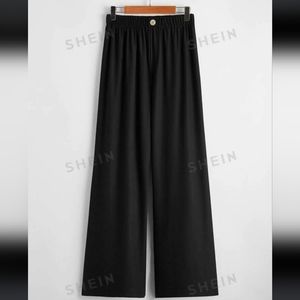 Shein black linen-like flowy pants